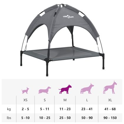 Кучешко легло със сенник, антрацит, Оксфорд плат и стомана