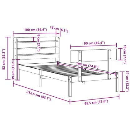 Рамка за легло без матрак, бял, 90x190 см, борово дърво масив