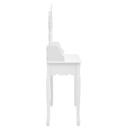 Комплект тоалетка с табуретка, бял, 75x69x140 см, пауловния