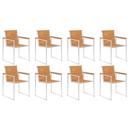 Градински столове 8 бр с възглавници масивно акациево дърво