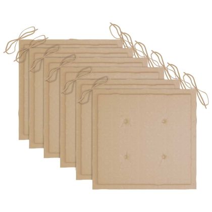 Градински столове, 6 бр, с възглавници, тиково дърво масив