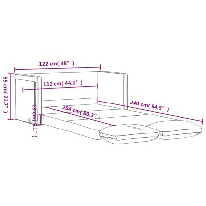 Подов разтегателен диван 2-в-1 черен 122x204x55 см кадифе