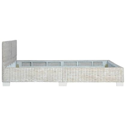 Рамка за легло, сива, естествен ратан, 160x200 cм