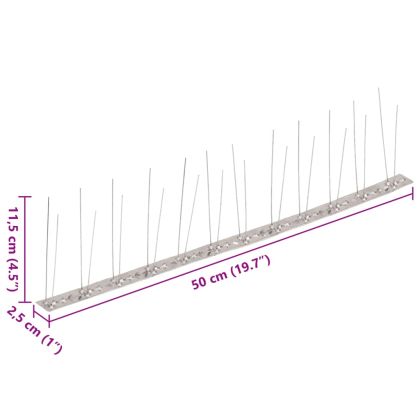 2-редови иноксови шипове срещу птици и гълъби, 6 бр, 3 м