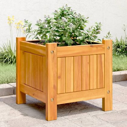 Градинска кашпа с вложка 31x31x30 см масивна акация
