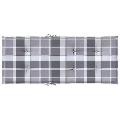Възглавници за столове 4 бр сиво каре 120x50x3 см плат