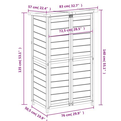 Градинска барака за инструменти мока 83x57x140 см бор масив