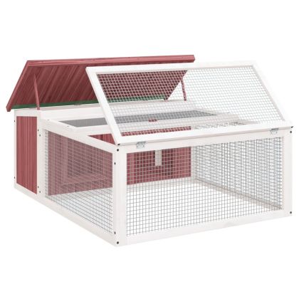 Клетка за зайци мока 117,5x97x47,5 см борово дърво масив