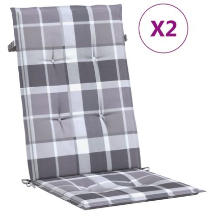 Възглавници за столове 2 бр сиво каре 120x50x3 см плат