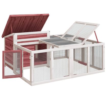 Клетка за зайци мока 144x123x67,5 см борово дърво масив