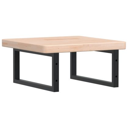 Стенен рафт за мивка, стомана и масивно дърво дъб