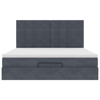 Османска легло с матраци, тъмносиво, 160x200 см, кадифе