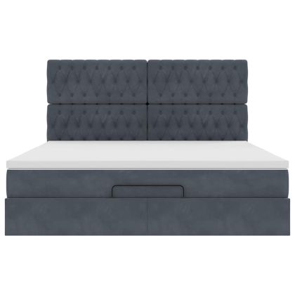 Османска легло с матраци, тъмносиво, 160x200 см, кадифе