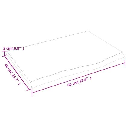 Стенен рафт 60x40x2 см необработен масивен дъб