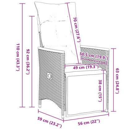 Градински бистро комплект с възглавници 5 части черен полиратан
