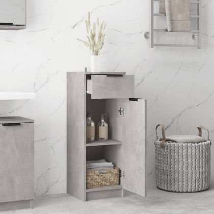 Шкаф за баня, бетонно сив, 32x34x90 см, инженерно дърво