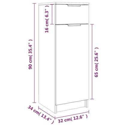 Шкаф за баня, бетонно сив, 32x34x90 см, инженерно дърво