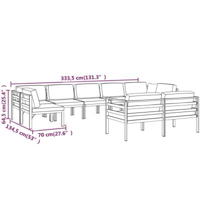 Градински комплект от 9 части с възглавници, алуминий, антрацит