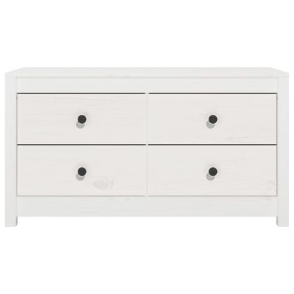 Страничен шкаф бял 100x40x54 см борово дърво масив