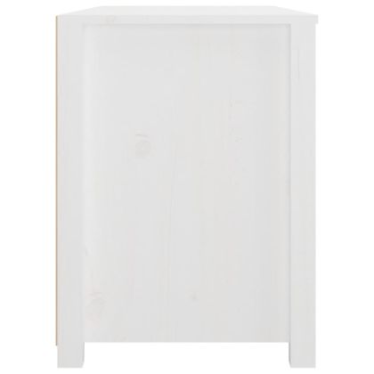 Страничен шкаф бял 100x40x54 см борово дърво масив