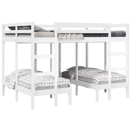 Рамка за тройно легло, бяло, 140x200/70x140 см, бор масив