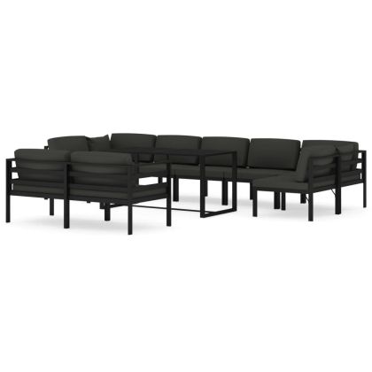 Градински комплект от 10 части с възглавници алуминий антрацит