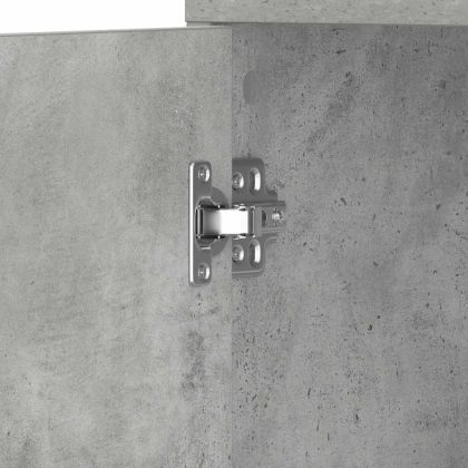 Шкаф за баня, бетонно сив, 30x30x183,5 см, инженерно дърво