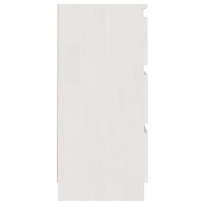 Нощно шкафче, бяло, 40x29,5x64 см, борово дърво масив
