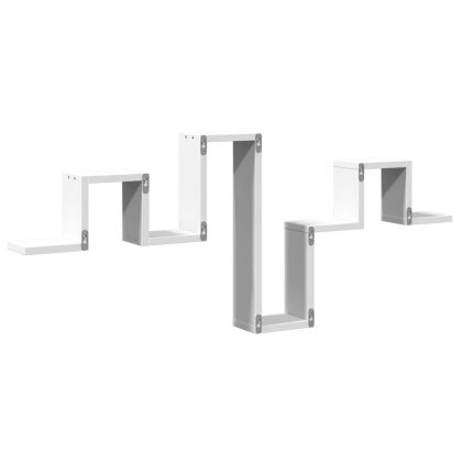 Стенен рафт, бял, 104,5x10x43 см, инженерно дърво