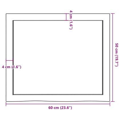 Плот за маса тъмнокафяв 60x50x(2-4) см обработен масивен дъб