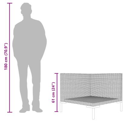Градински диван с възглавници полукръгъл полиратан