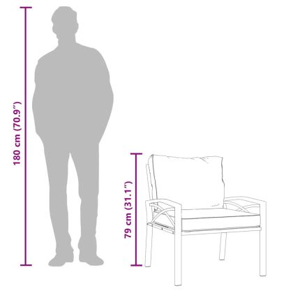 Градински стол със сиви възглавници 68x76x79 см стомана