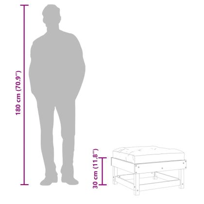 Градинска табуретка с възглавница, дугласко дърво масив