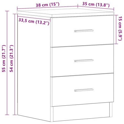 Нощно шкафче, бетонно сиво, 38x35x56 см, инженерно дърво
