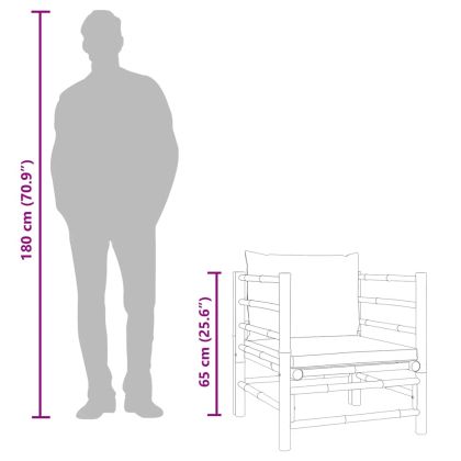 Градински диван със зелени възглавници бамбук
