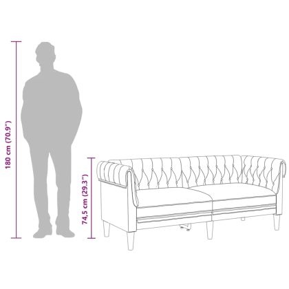 Честърфийлд диван, 2-местен, тъмнозелен, текстил