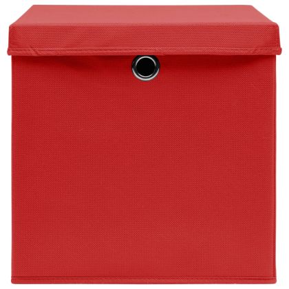 Кутии за съхранение с капаци 4 бр 28x28x28 см червени