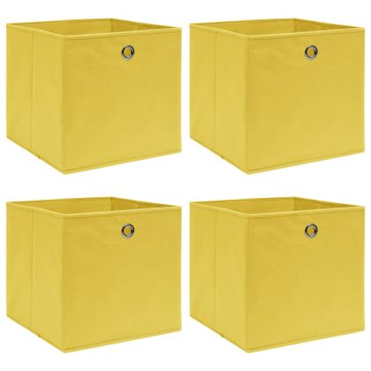 Кутии за съхранение 4 бр жълти 32x32x32 см плат