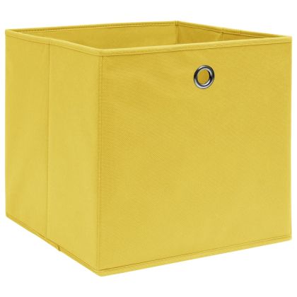 Кутии за съхранение 4 бр жълти 32x32x32 см плат