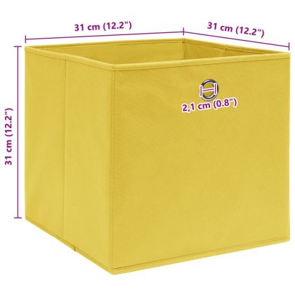 Кутии за съхранение 4 бр жълти 32x32x32 см плат