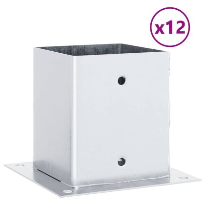 Основи за стълбове квадрат 12 бр 121x121 мм поцинкована стомана