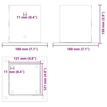 Основи за стълбове квадрат 12 бр 121x121 мм поцинкована стомана
