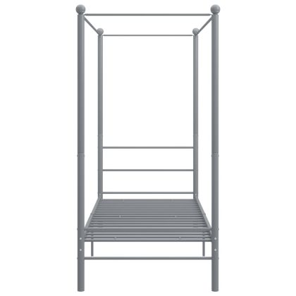 Рамка за легло с балдахин, сива, метал, 90x200 cм
