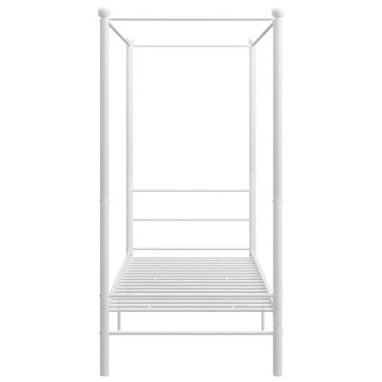 Рамка за легло с балдахин, бяла, метал, 90x200 cм