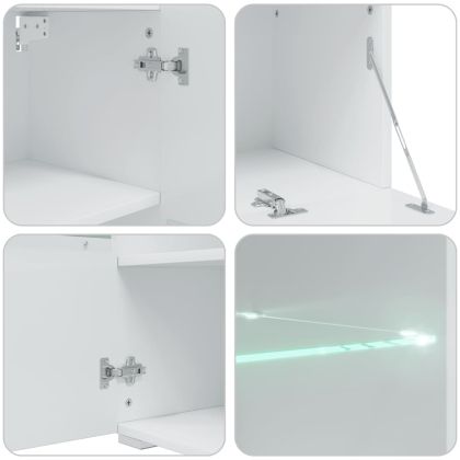 ТВ комплект шкафове, 5 части, с LED осветление, бял