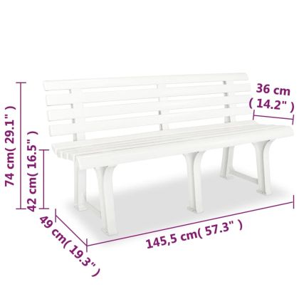 Градинска пейка 145,5 см пластмаса бяла