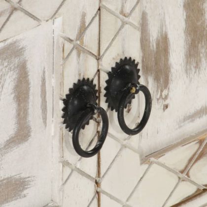 ТВ шкаф, бял, 140x30x35 см, мангово дърво масив