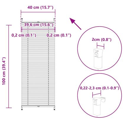 Плисирана щора, 40х100 см, бяла