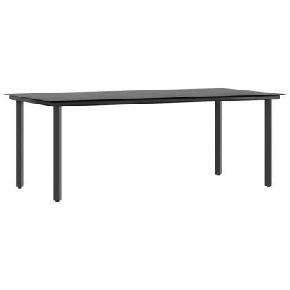 Градински комплект 7 части с възглавници черен полиратан стъкло