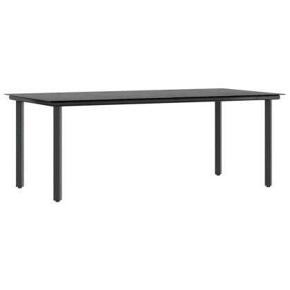 Градински комплект 7 части с възглавници черен полиратан стъкло